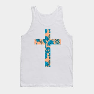 Floral Easter Cross Design Tank Top